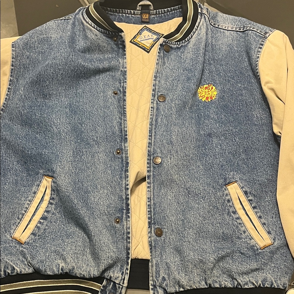 Gear For Sports denim and Cream Jean/varsity vintage Jacket